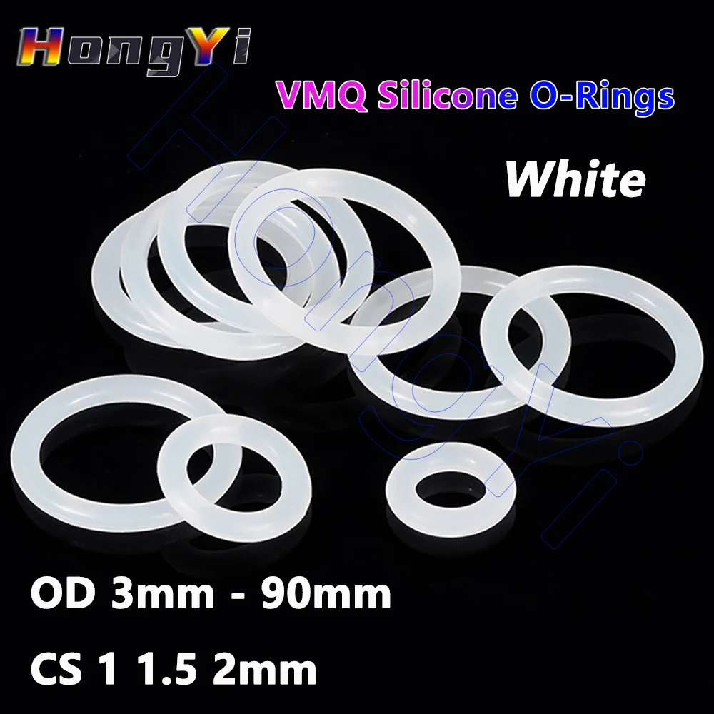 10Pcs CS 1 1.5 2mm VMQ Silicone O-Ring Gasket White Sealing Washer OD 3mm - 90mm Waterproof and Insulated