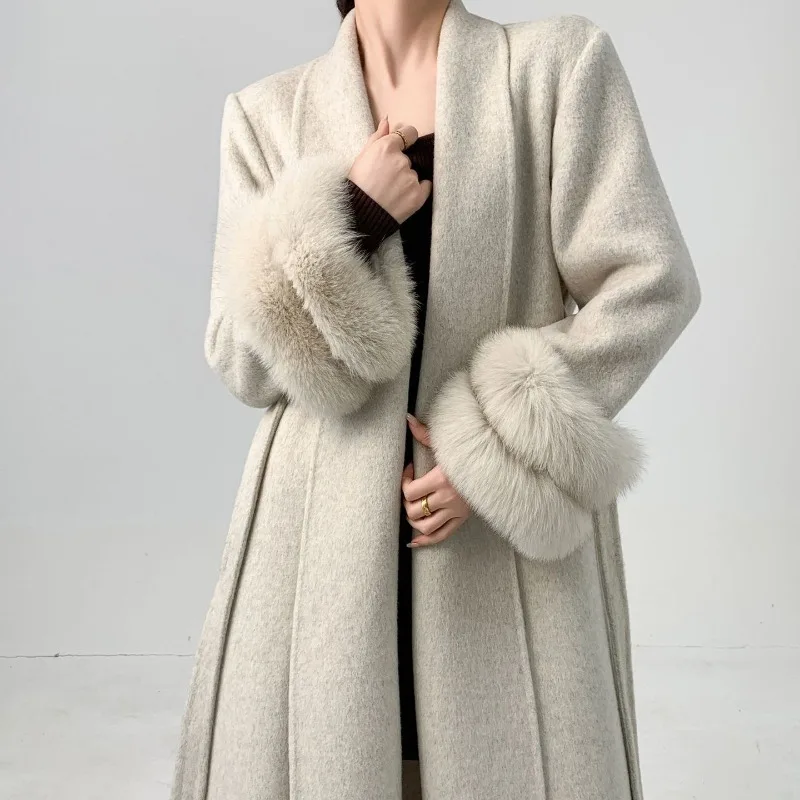 Autumn Winter New Double-sided Woolen Coat Woolen Coat Bathrobe Elegant Fashion Leisure High-end Women's Clothing