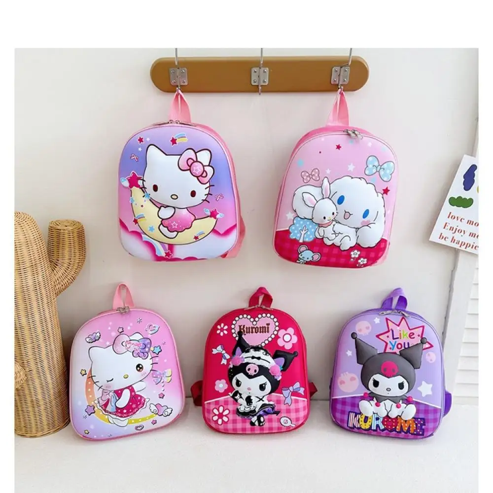 

Sanrio Cinnamoroll Kindergarten Schoolbag Anime Cartoon My Melody Kuromi Hello Kitty 3D Double Backpack Study Stationery Gift