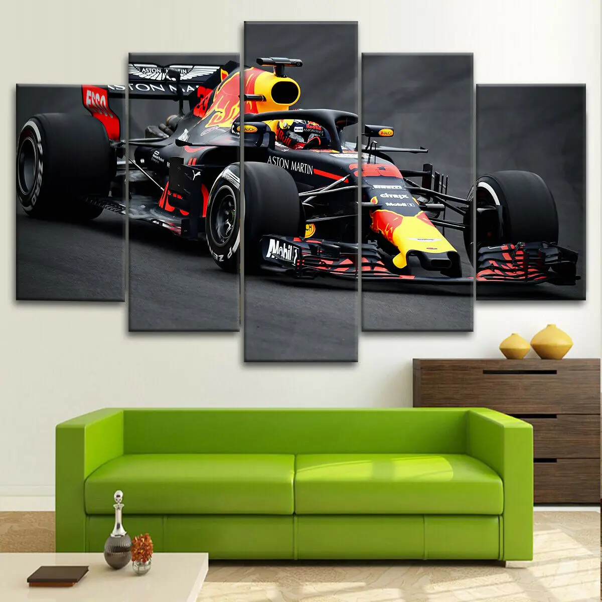 Canvas Wall Art Poster Painting F1 Racing Car Home Decor Modular Picture Print Living Room Wallpaper Framework Artwork 5 Panels