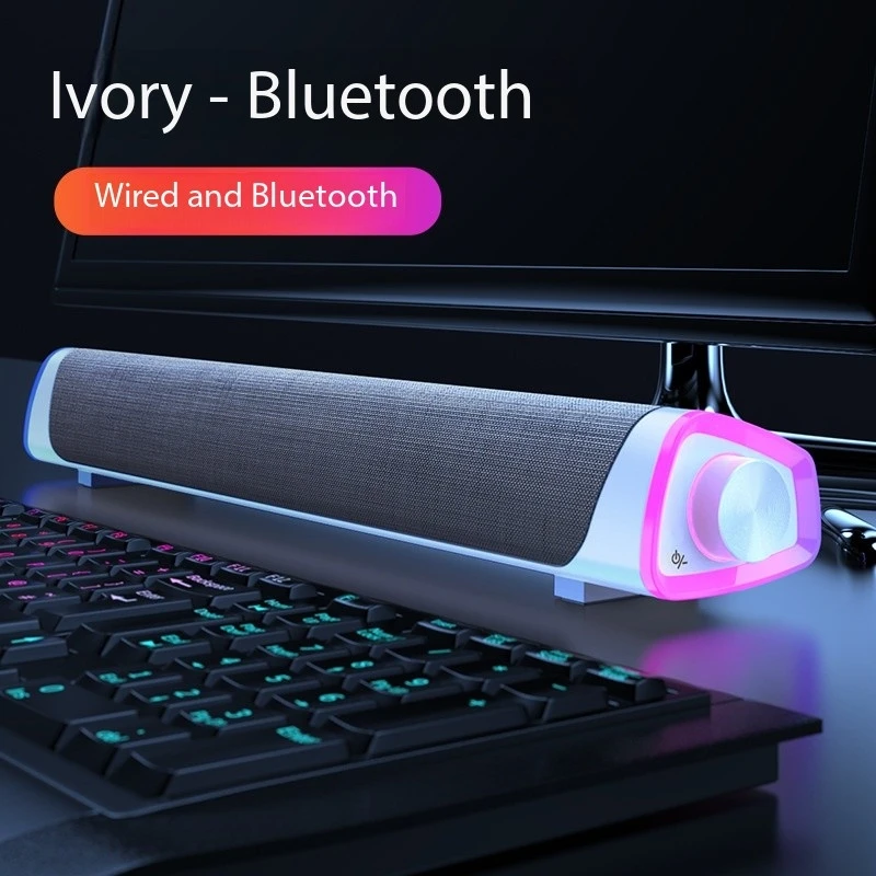 

Wired Bluetooth Speaker Desktop Dual Horn Support USB/AUX Speakers Sound Bar RGB Lights Computer Speakers Soundbar Gaming For PC