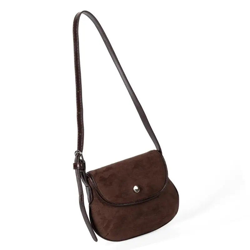 

652F Retro Suedes Shoulder Handbag With Adjustable Strap Multipurpose Work Commuters Bag Underarm Purse for Women and Girls