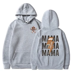 Football Mama Lightning Sweatshirt Hoodie Retro Bow Football Essential Streetwear Hoodie Women Game Day Football Sport Hoodies