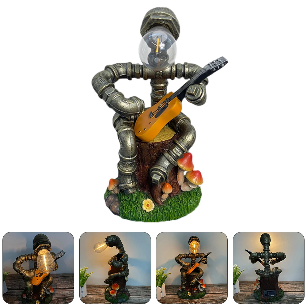 

Outdoor Garden Decor Retro Iron Pipe Robot Light Luminous Ornament American Style Statues Decoration