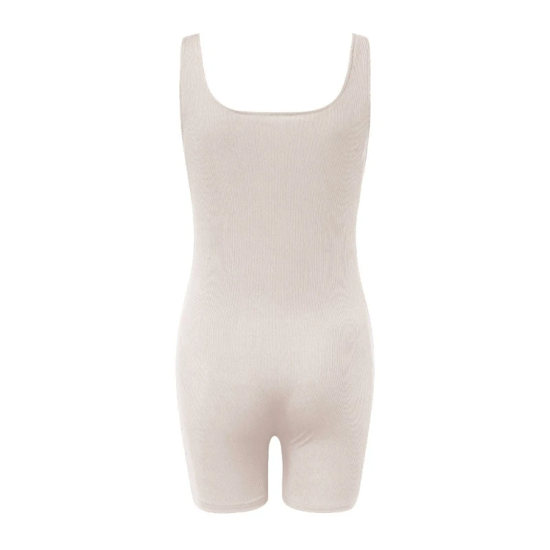 Streamlined Yoga Bodysuit Square Neck and Supportive Ribbed Compression Jumpsuit for Women Girls