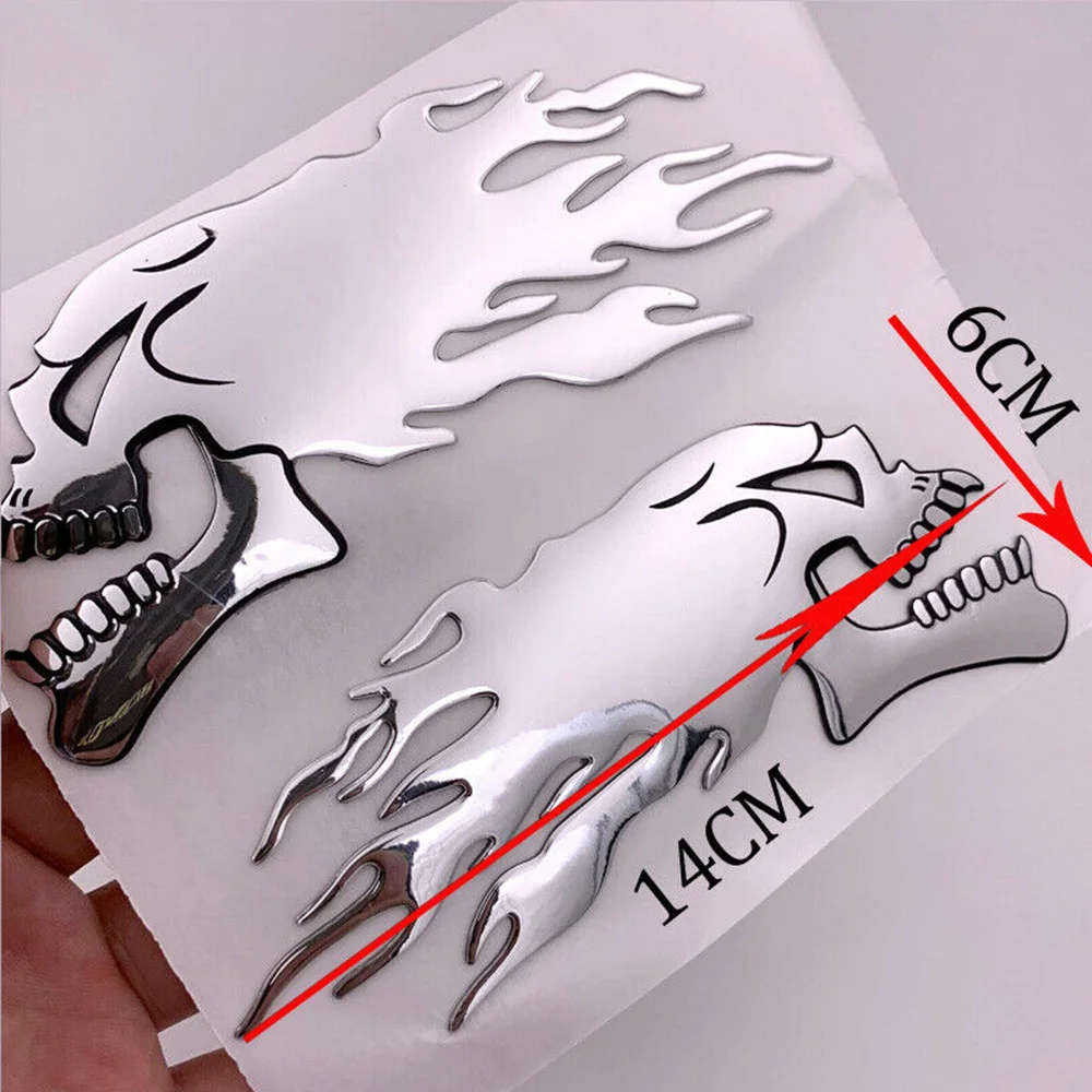 1pair Car Motorcycle 3D Flame Ghost-Skull Head Styling Festival Decoration Sticker Emblem Decals Auto Pattern Exterior Decor image 2