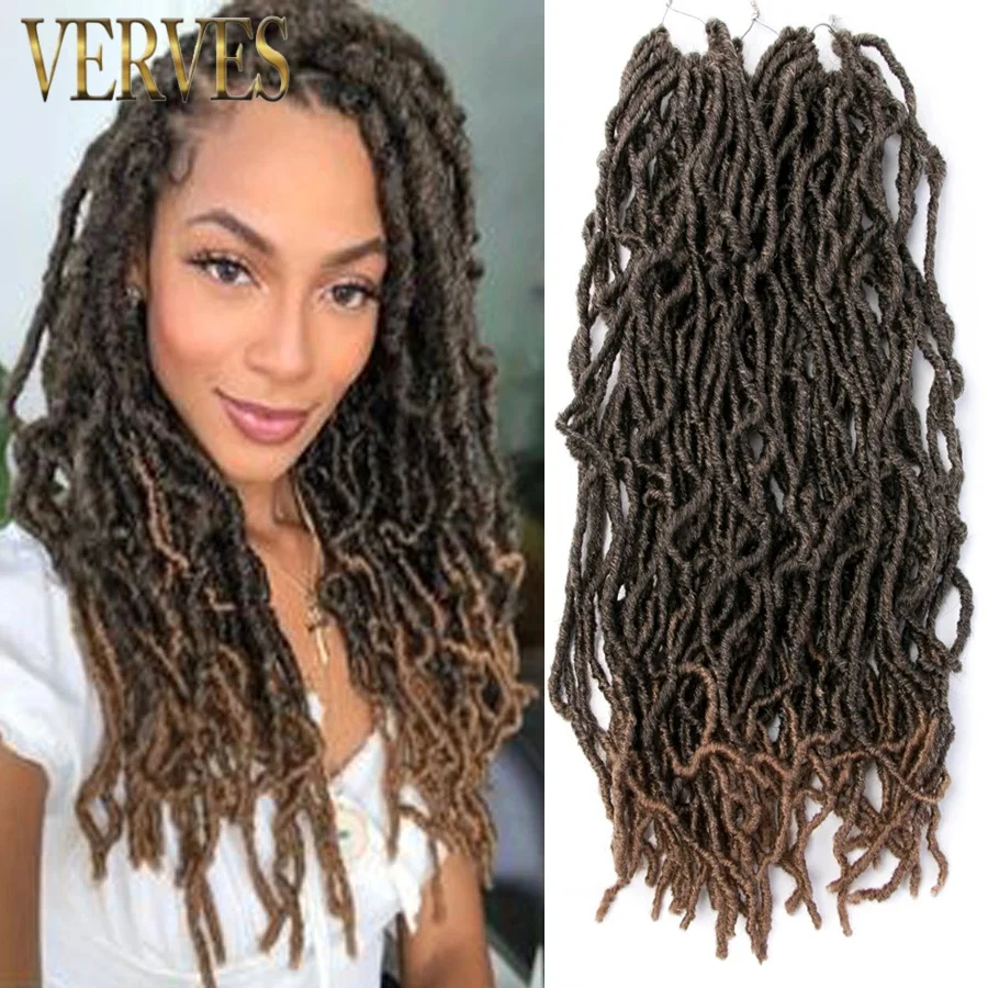 VERVES Crochet Braid Hair Synthetic Dread Faux Locs Curly Pre Looped Long 18 36 inch Afro Ombre Braiding extensions Black Women