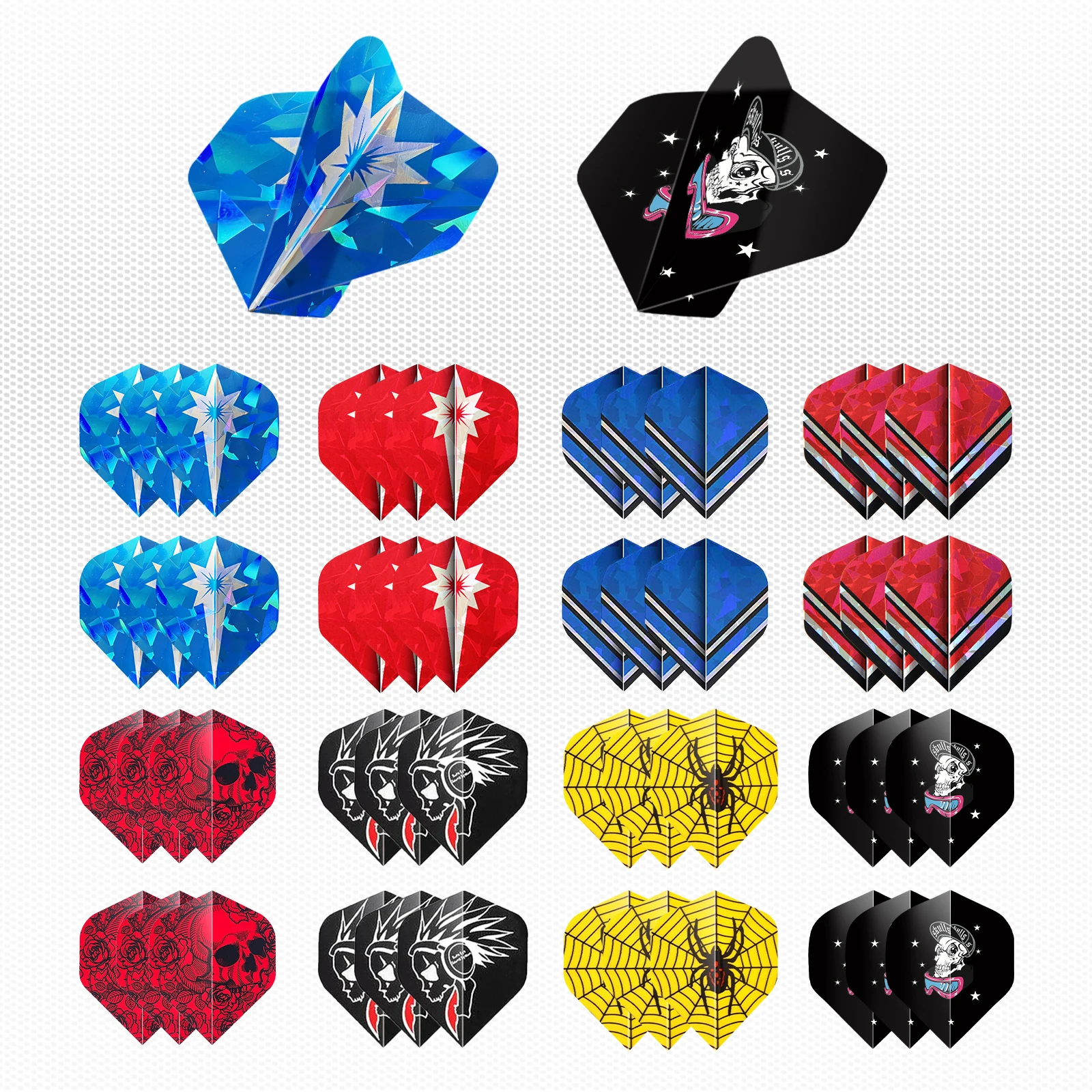 Huanqu 24-Piece Set, Dart Tail Fins, Two Styles Available, Pet Standard Dart Tail Fins, Resistant to Falling and Durable, Not Easily Deformed, Dart Tail Fin Accessories, Suitable for Competition Practice, Entertainment Gatherings, Suitable for Players of All Levels, Ideal Holiday Gift Choice