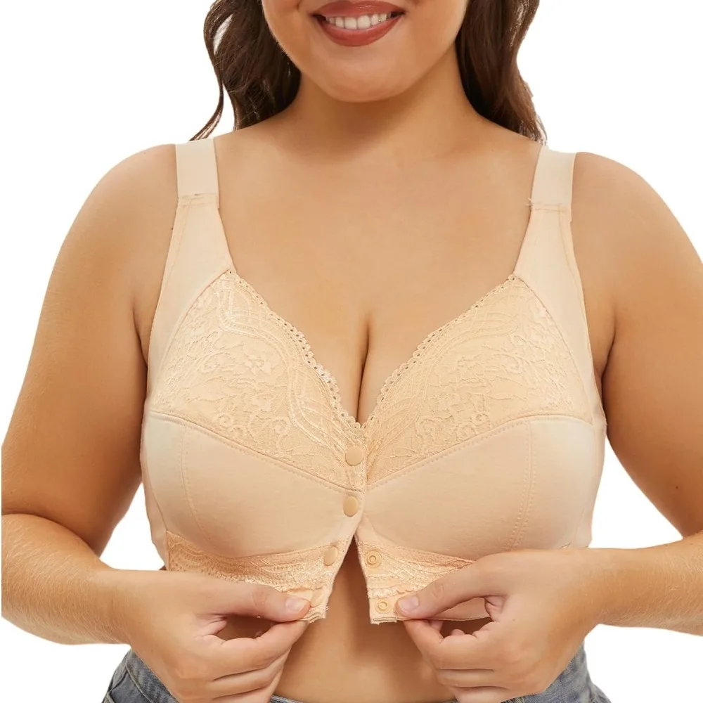 حمالات صدر أمامية كبيرة الحجم وبسيطة ومريحة تتميز بأكواب كبيرة من الدانتيل والتهوية وتصميم عصري