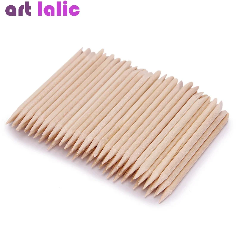 100Pcs Nail Art Design Orange Wood Stick Sticks Cuticle Pusher Remover Manicure Pedicure Care