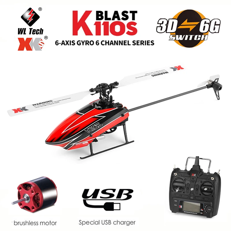 2021 New Original Wltoys XK K110S 6CH Brushless 3D-6G System RC Helicopter RTF with FUTABA S-FHSS VS XK K110 K123 K124