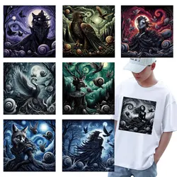 Dark Animal Wind Heat Transfer Stickers For Clothing Shoes Heat Transfer Stickers Or Clothing Hoodies DIYT Shirt Patches