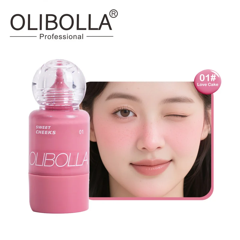 OLIBOLLA 6-farbiges flüssiges Rouge, kleine Milchflaschenpresse – Typ Wangenrouge, wässriges Glühen, klares Rouge, flüssiges Make-up