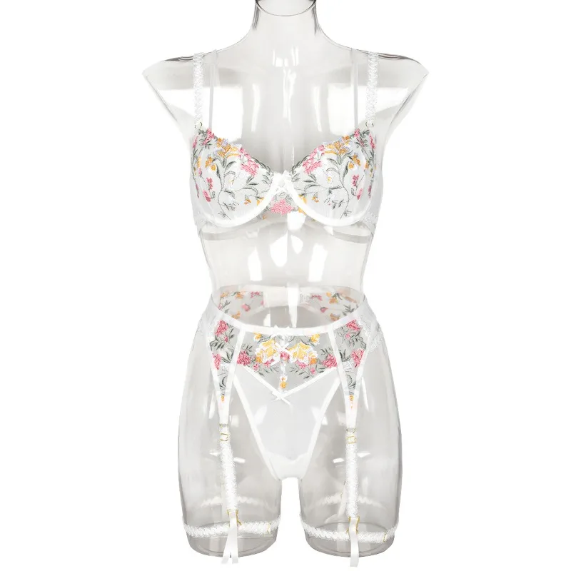Toucheart セクシーなランジェリースーツ女性のためのボウノットパッチワーク女性の刺繍下着スーツセクシーな女性のガーター下着スーツ