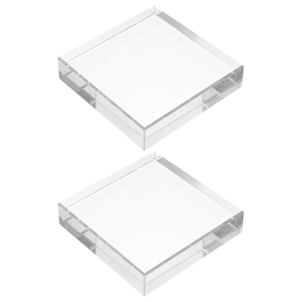

2Pcs Clear Square Glass Paperweight Transparent Desk Organizer for Office Home Decor Use Heavy Duty Craft Display Block