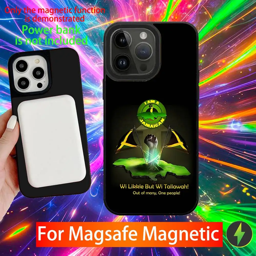 حافظة هاتف بعلم جامايكا لهاتف آيفون 16,15,14,13,12,11,Pro,Max,Plus,Mini,SE شحن لاسلكي مغناطيسي جديد Magsafe