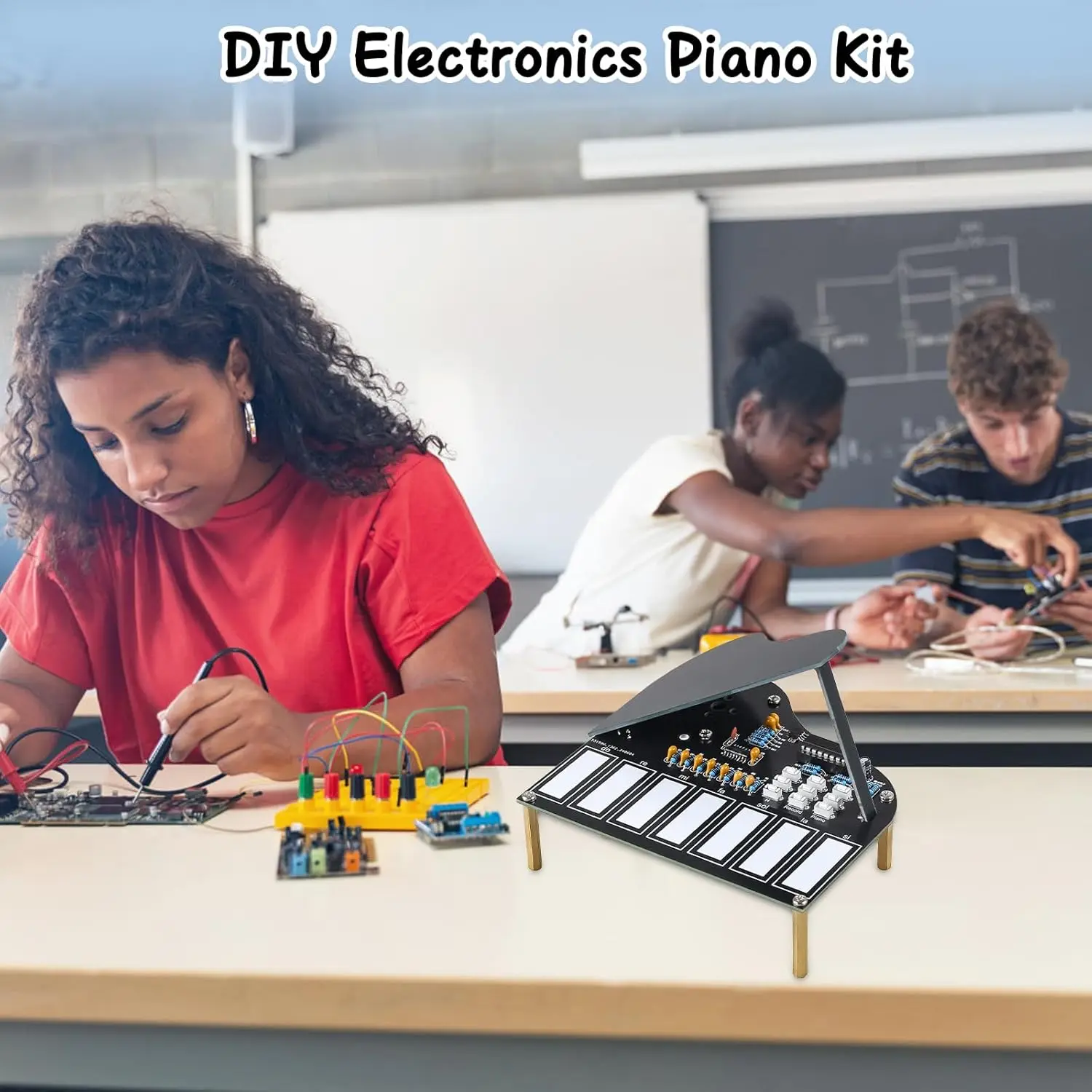 DIY Soldering Practice Kit 7 Keys Mini Piano Violin Guitar Soldering Project with 3 Tones Electronic Musical Instrument