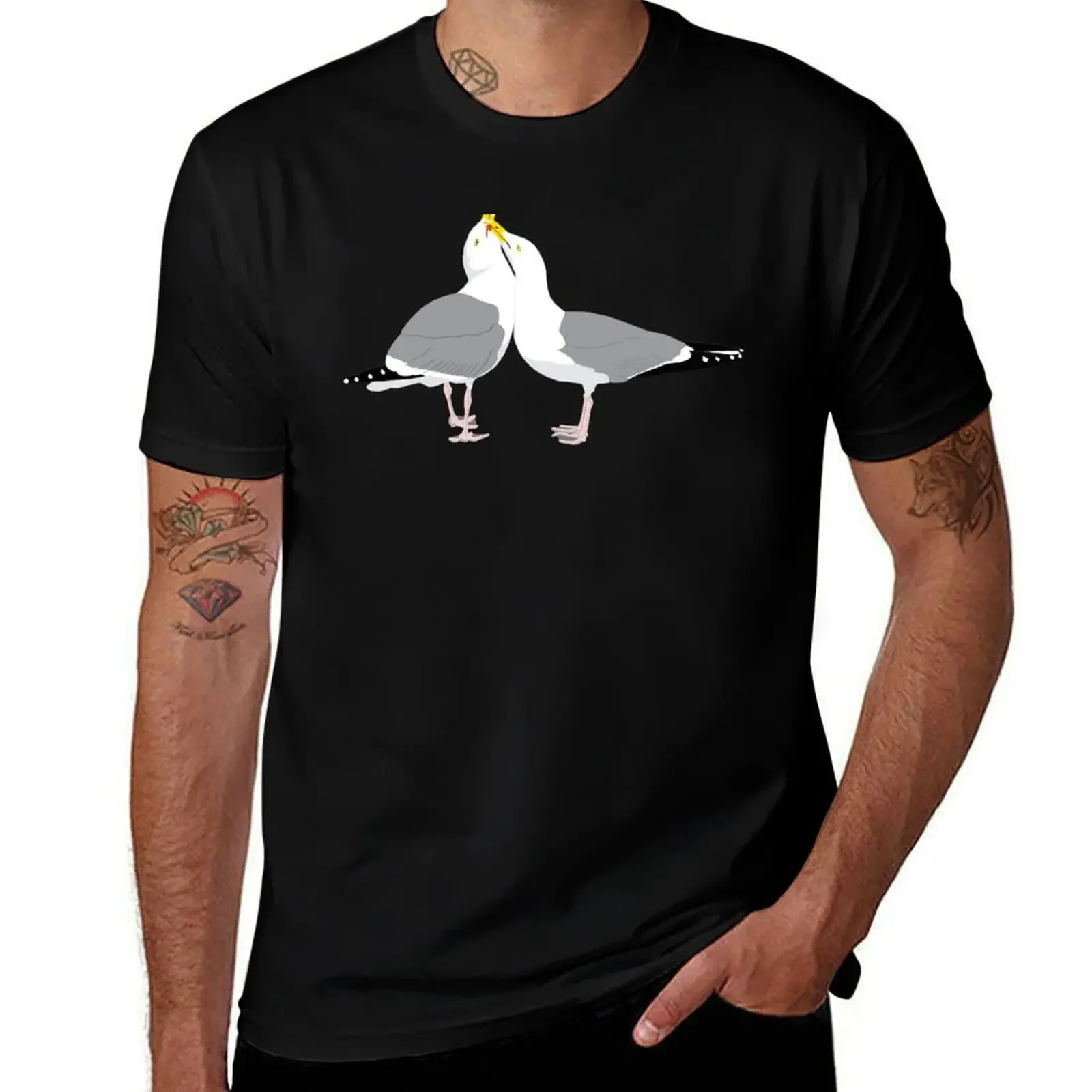 Herring Gull Couple T-Shirt oversize t-shirts man anime shirt plain white t shirts men