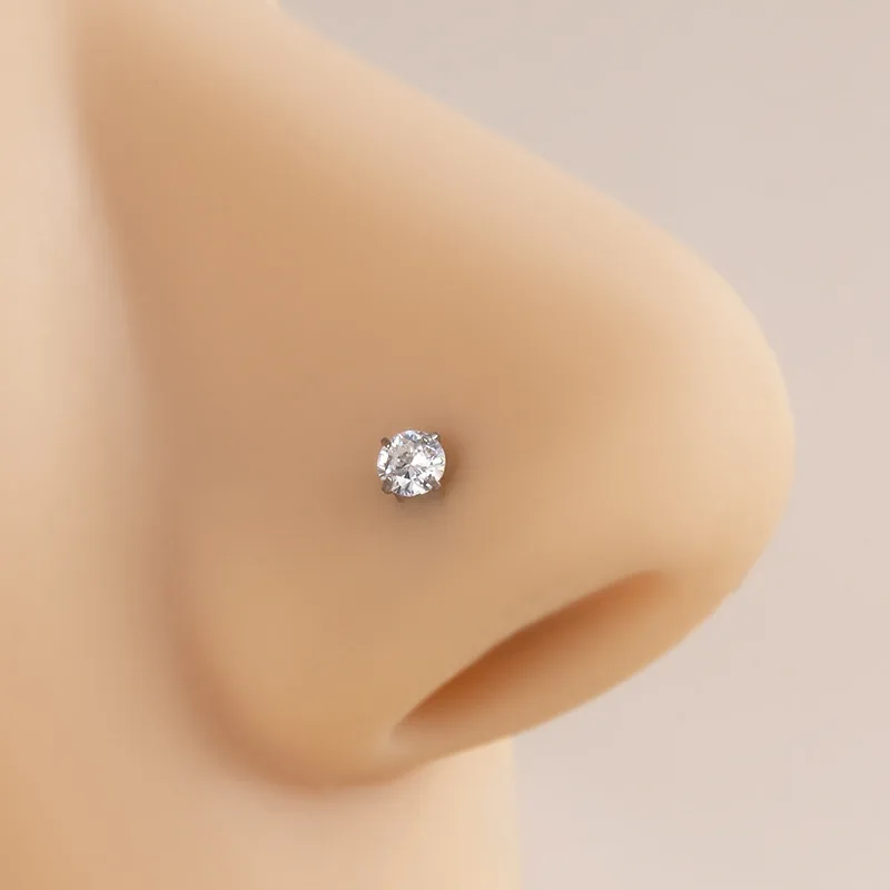 

10Pcs G23 Titanium 20G Piercing Nose Stud Nose Rings Mini Zircon Nose Nail L Shape Screws Nostril Goth Body Jewelry Wholesale