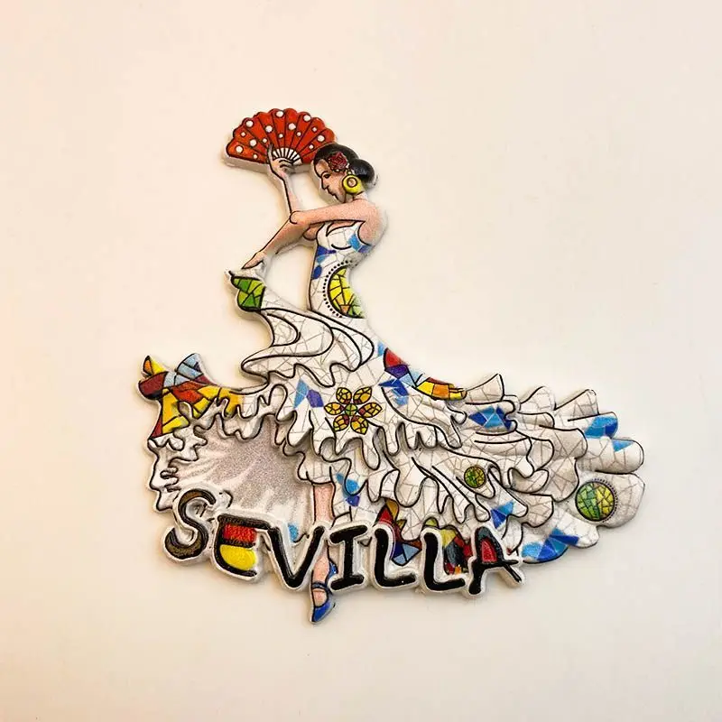 

Seville, Spain, Dancing Girl Fridge Magnet Tourist Souvenir Personalized Creative Strong Magnetic Gift3DThree-Dimensional