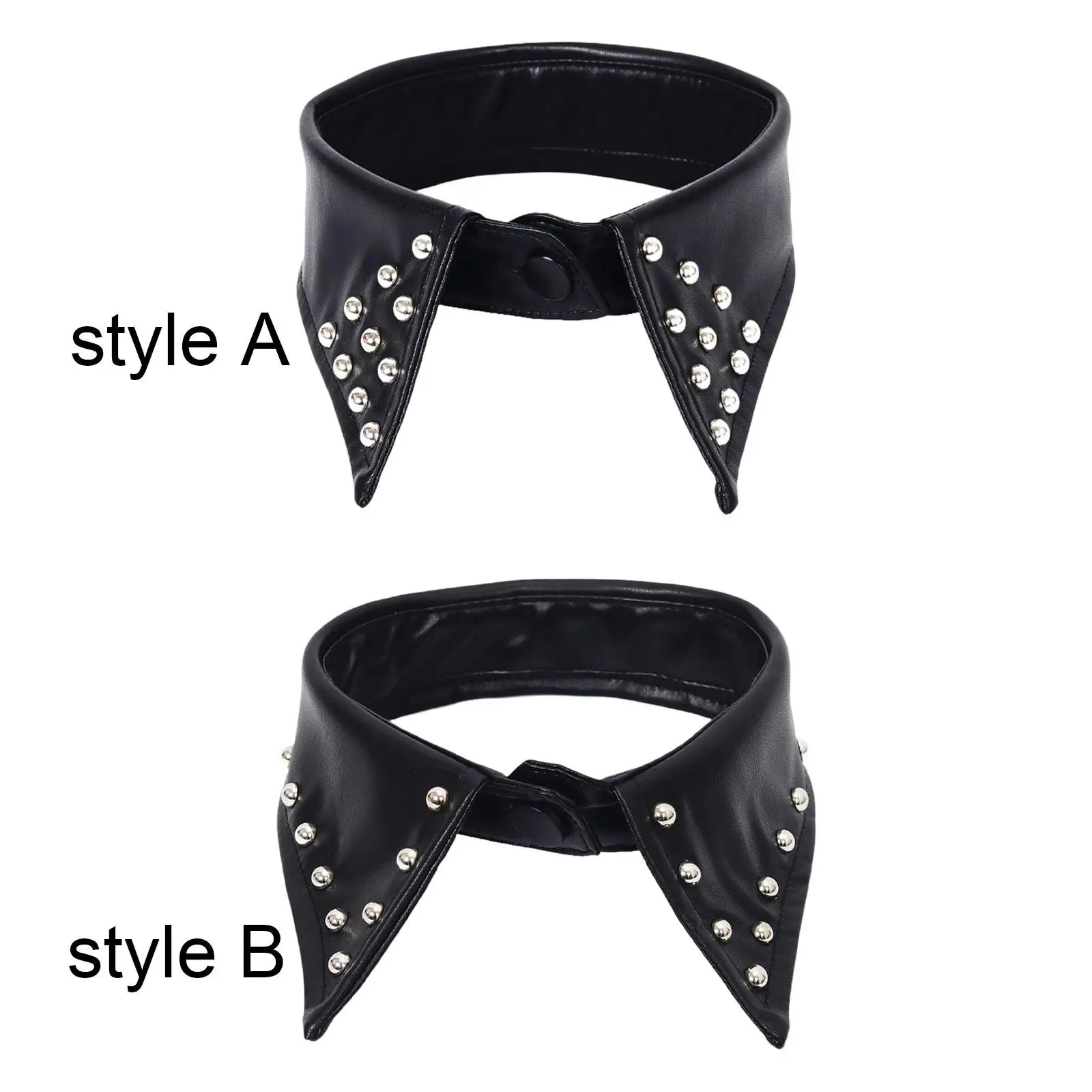 Lightweight Women False Collar PU Leather Punk Gothic Necklace Style Detachable Shirt Lapel for Dress Uniform Jacket Casual Wear - view 6