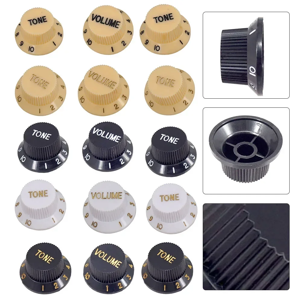 3pcs Guitar Volume Control Knob For Electric Guitar ST Style Plastic Knobs 1 VOLUME With 2 TONE Knobs DIY Guitar Spare Parts