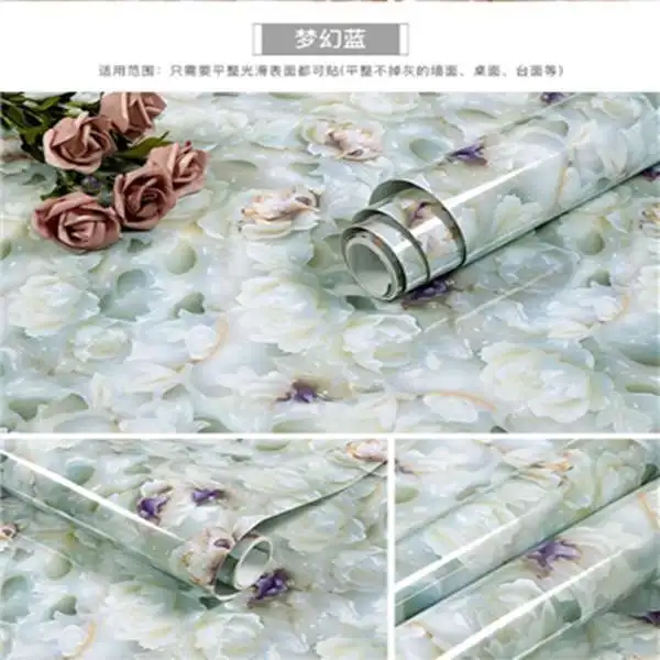 Kitchen DIY Self-Adhesive Waterproof Oil-proof PVC Wall Stickers Cabinets Countertop Wallpaper Bathroom Desktop Renovation Films