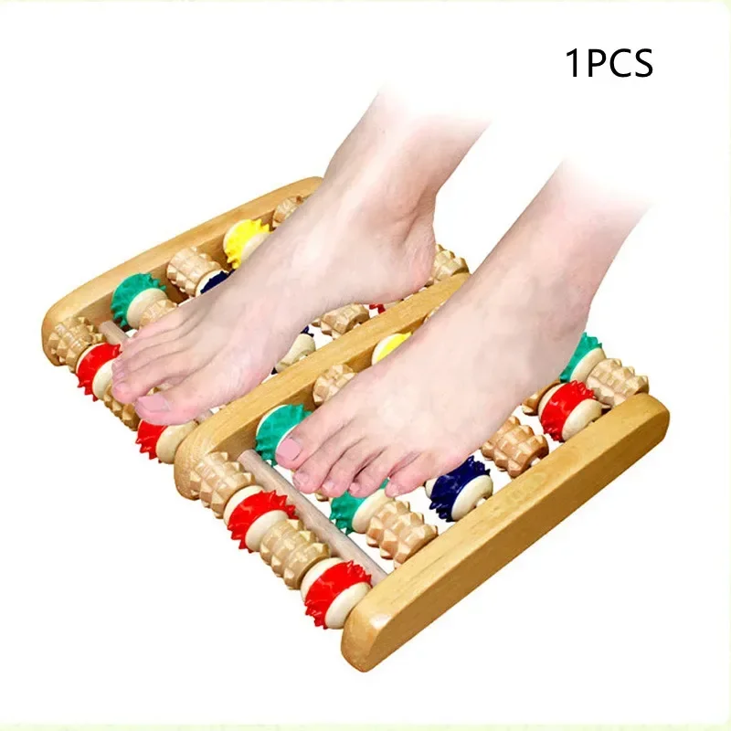 

6 Rows Wooden Feet Care Massager Massager Roller Heath Therapy Acupressure Relax Massage Pain Stress Relief Massage Tools