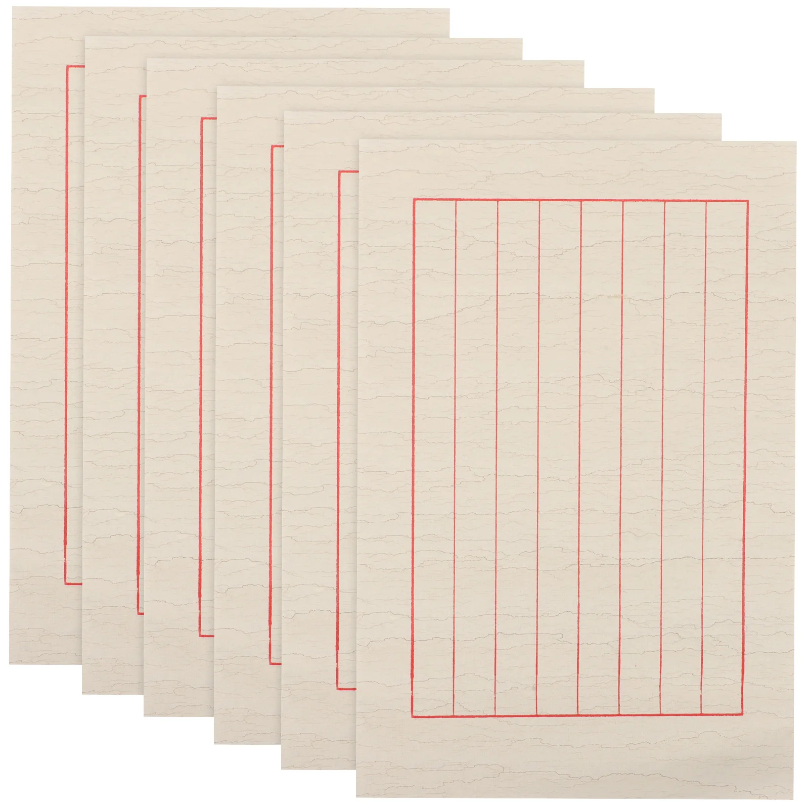 

50pcs Calligraphy Paper Sheets 1 5cm Red Grid Chinese Xuan Paper Durable Ink Holding Lightweight Portable Art Stationery