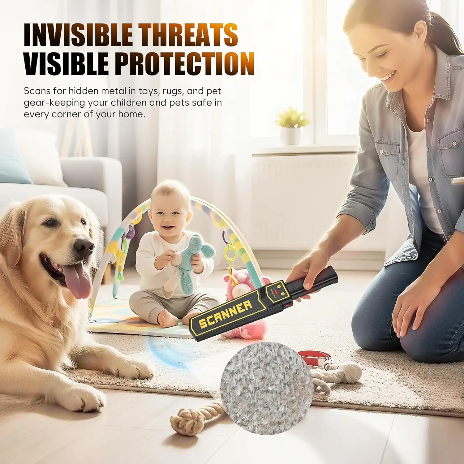 Handheld Security Scanner 2000mAh Lithium Battery Airport Security Check Yellow Black  Metal Detector Testing Equipment
