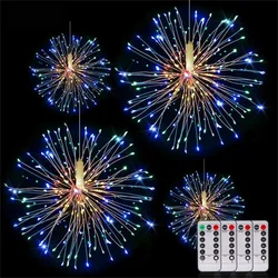 Guirxiété lumineuse dégradée de feux d'artifice de pissenlit de Noël, lumières de jardin d'étoile, décor à la maison, connexion VPN, batterie, gible, 62200