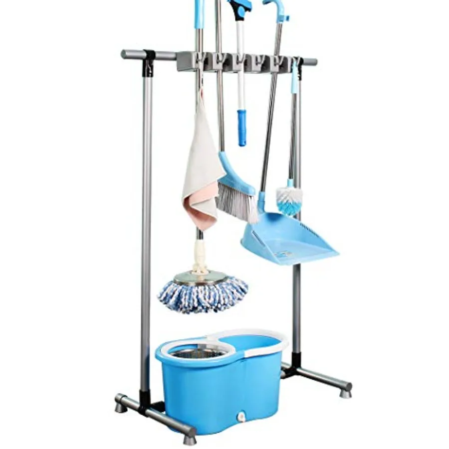

Broom Mop Holder Floor-Mounted mop Rack Cleaning Tool storage for laundry room closet organizer