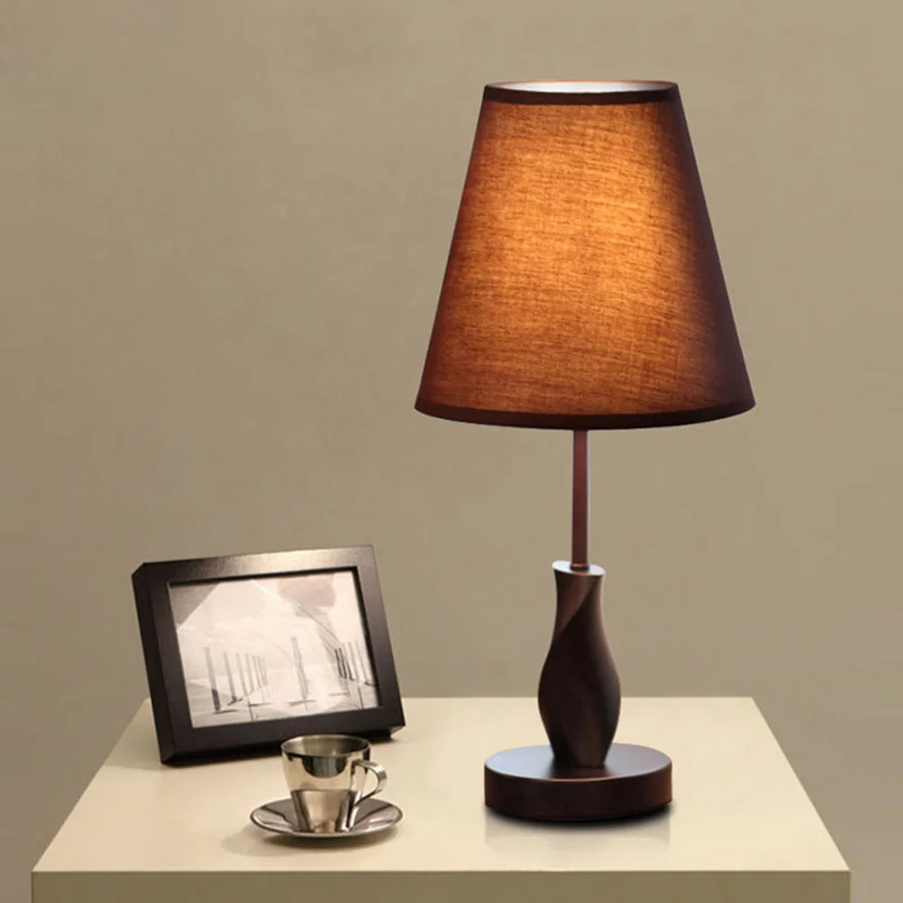 

1pc Wooden Cloth Desk Brown Modern For Home Living Room Kids Bedroom Night Light Cloth Desk Lamp Simple Table Lamp