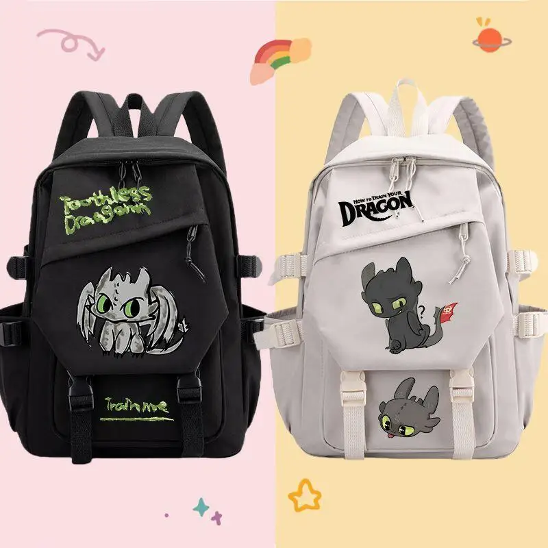 Toothless Anime Large Capacity Backpack Schoolbag for Teenagers Boys Girls Primary Middle and High School Students