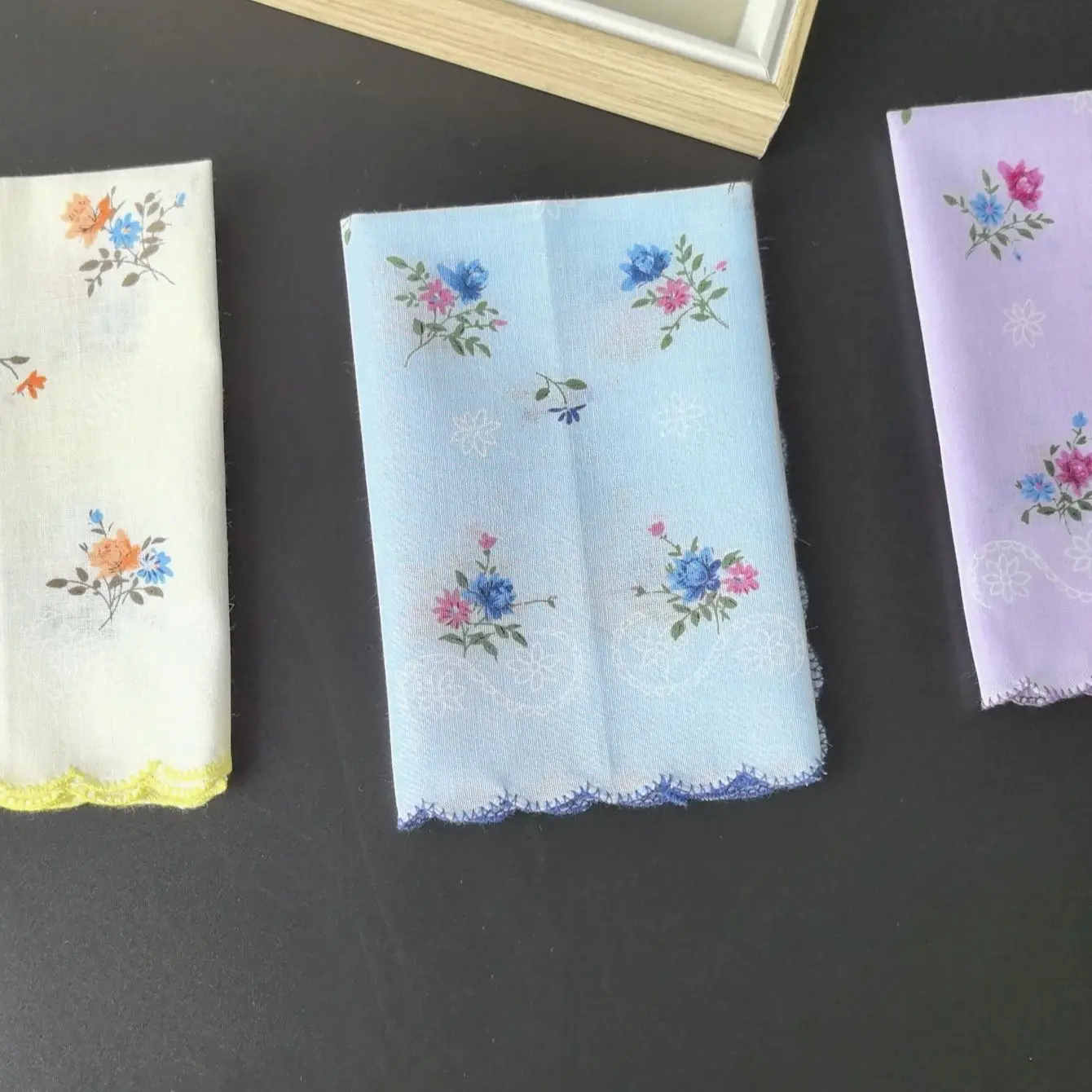 Women's Printed Cotton Handkerchiefs, Retro 6pcs