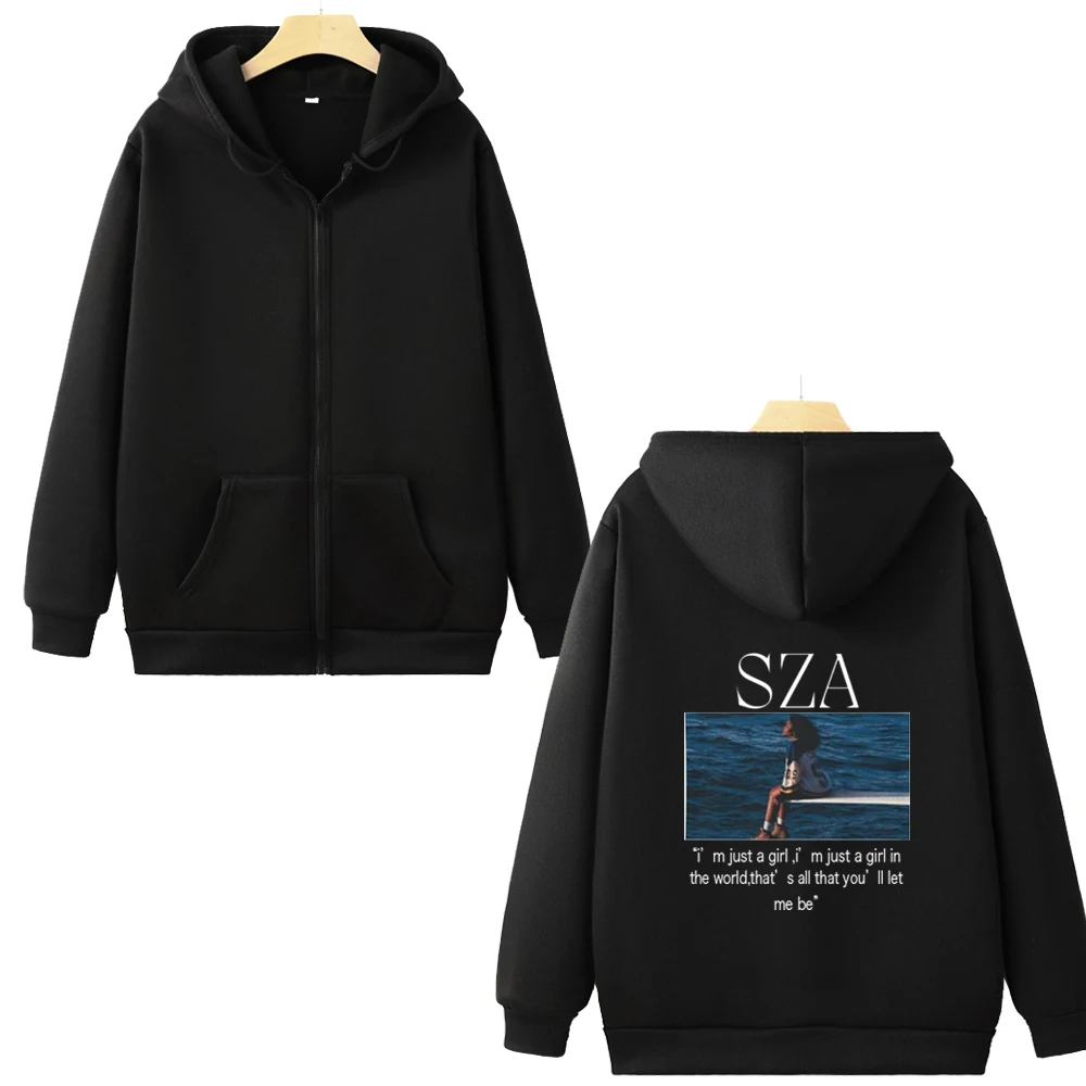 Sza I M Just A Girl Album Zip Hoodie Pattern Text Printing Hip Hop Cardigan sweatshirt Autumn And Winter Clothing