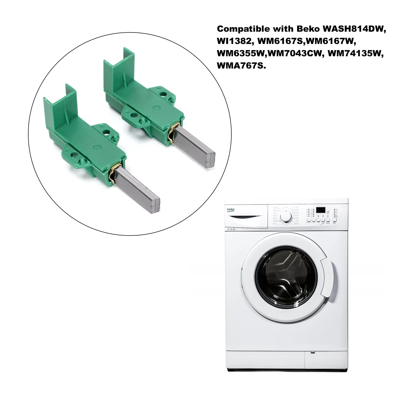 2Pcs Washing Machine Carbon Brush Holder 371202405, 371202407, 371202410 (12.5x5x35mm) Compatible with Beko WM6167S WM74135W WMA