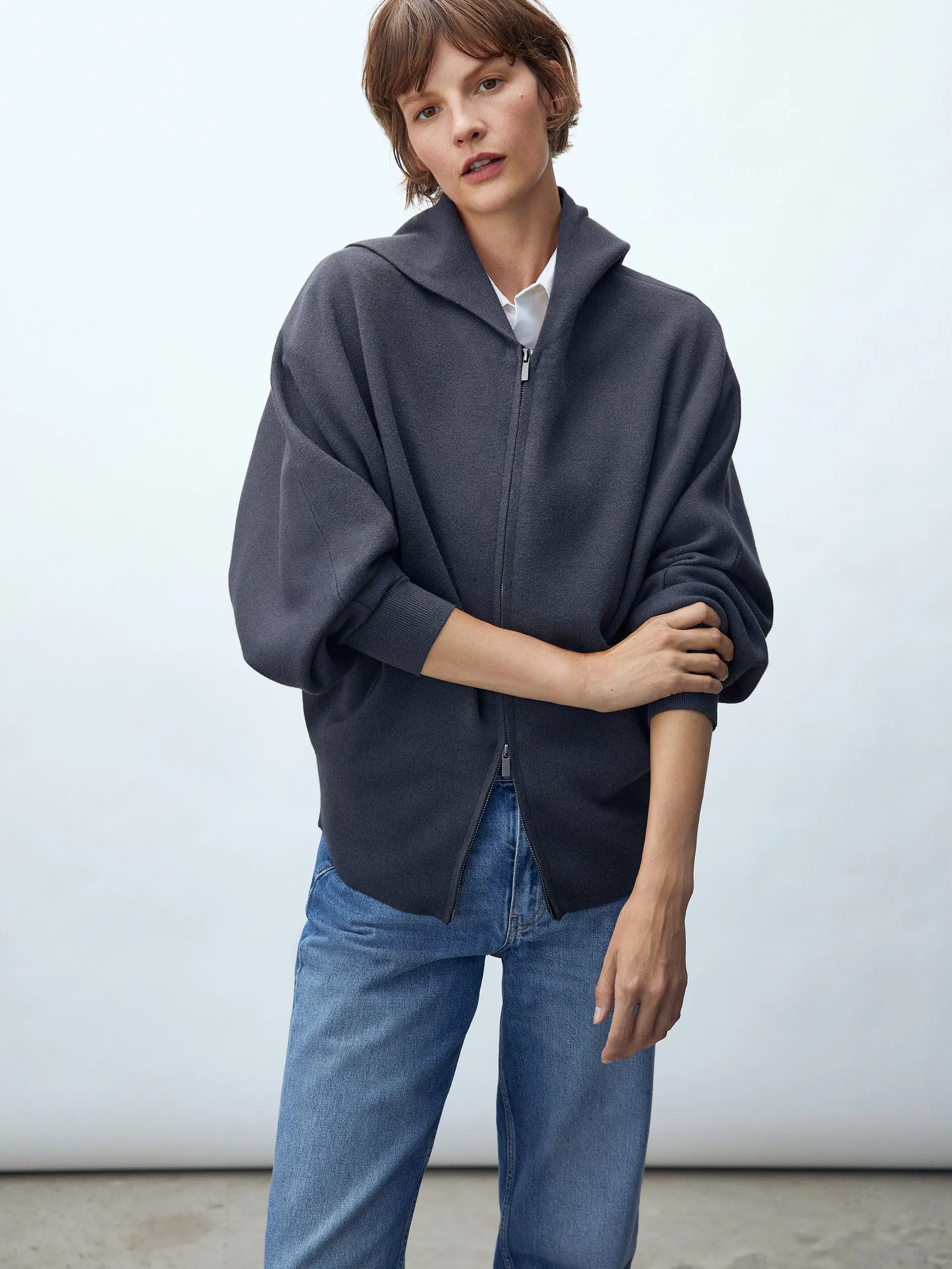 Imagem -03 - Etéreo-cardigan Feminino com Zíper Cabolsa Casual Novo Estilo md 2023 Outono