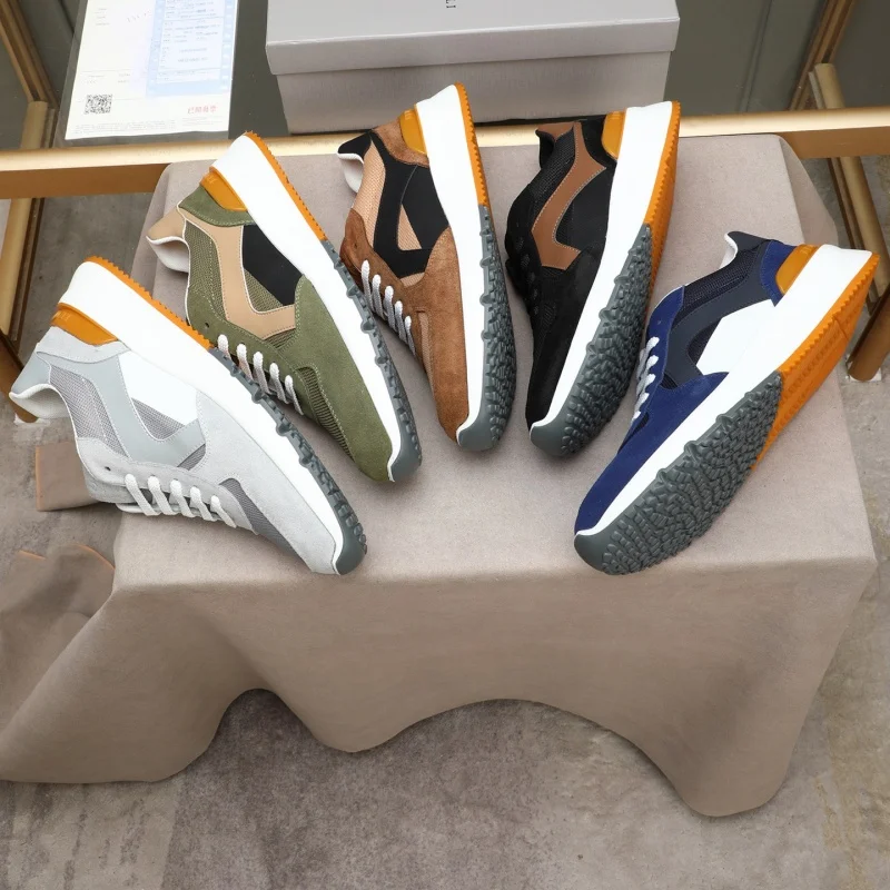 

Новинка 2026 года: мужские повседневные туфли из итальянской мягкой телячьей кожи с цветными вставками и сеткой, роскошные, прямые продажи с фабрики, ограниченная серия.