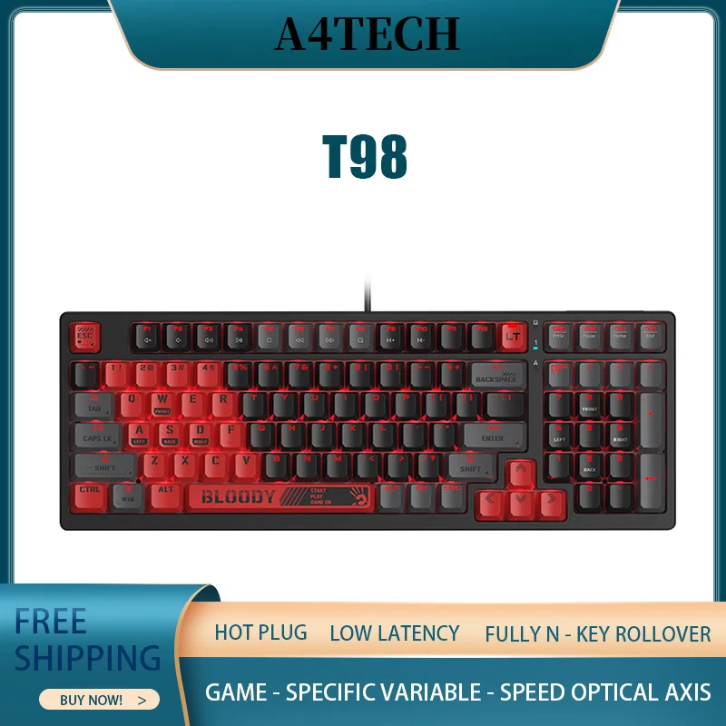 

A4tech T98/T87 Mechanical Keyboard Hot Plug Low Latency Low Noise Fully N-Key Rollover Light-Sensitive Switch Gaming Keyboard