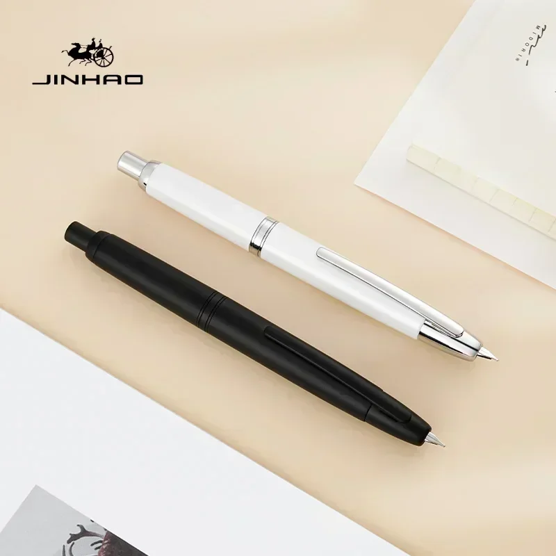 2025 NEW JINHAO 10 Press Fountain Pen Retractable Fine Nib 0.5mm with Clip Ink Writing Gift Pen Office School Supplies Gift Pens