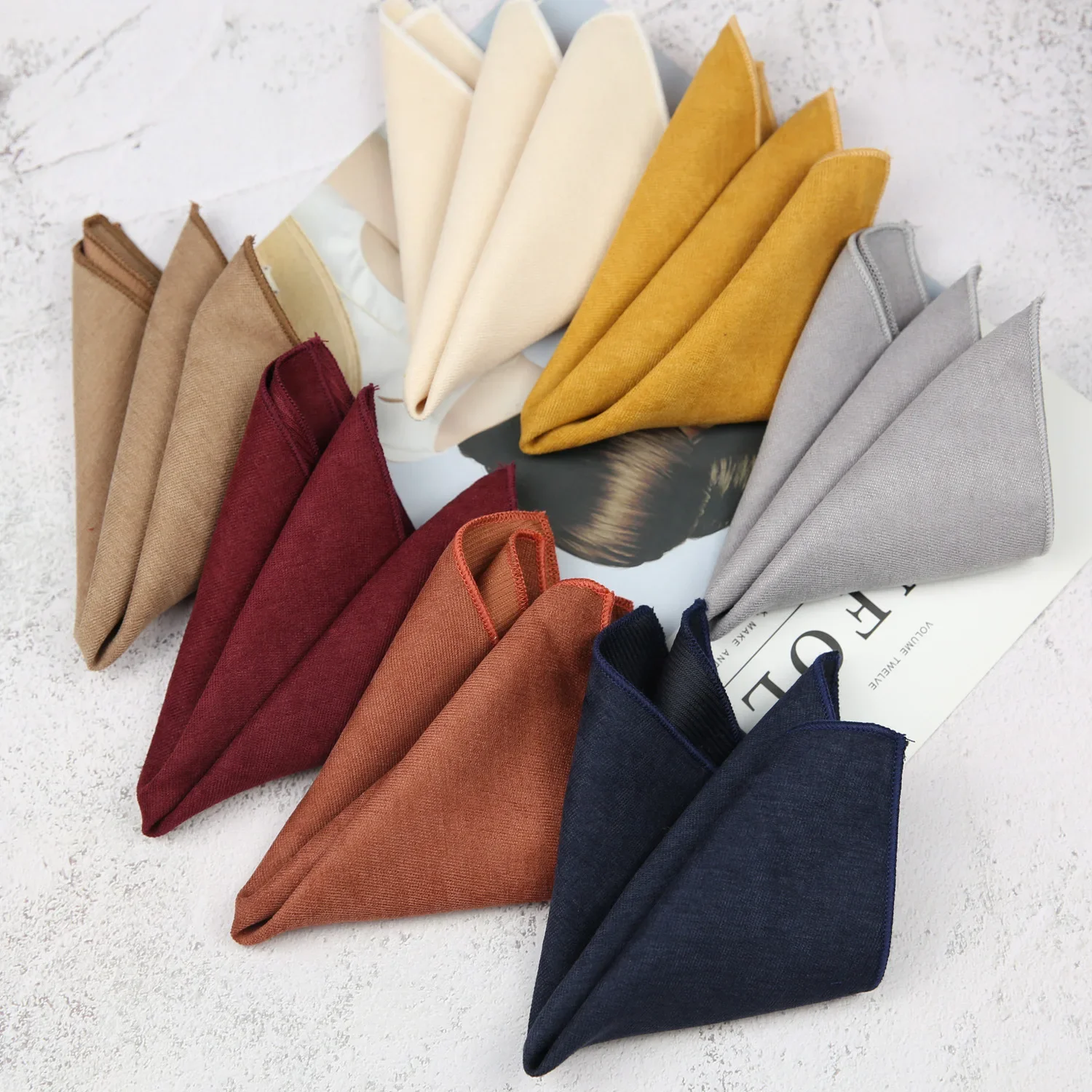 Elegant Versatile Pocket Square 24CM Blue Yellow Green Solid Hanky Fit Man Business Banquet Shirt Handkerchiefs Birthday Gift