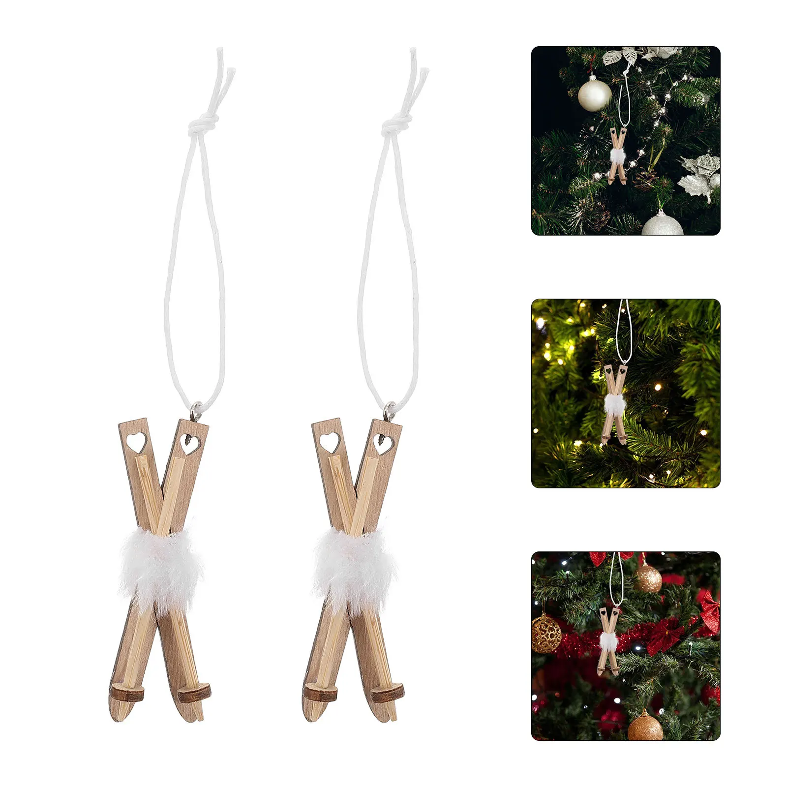 

10pcs Christmas Sleigh Ornament Mini Wooden Sled Diy Tree Hanging Decor Holiday Tabletop Decoration Festive Winter Pendant