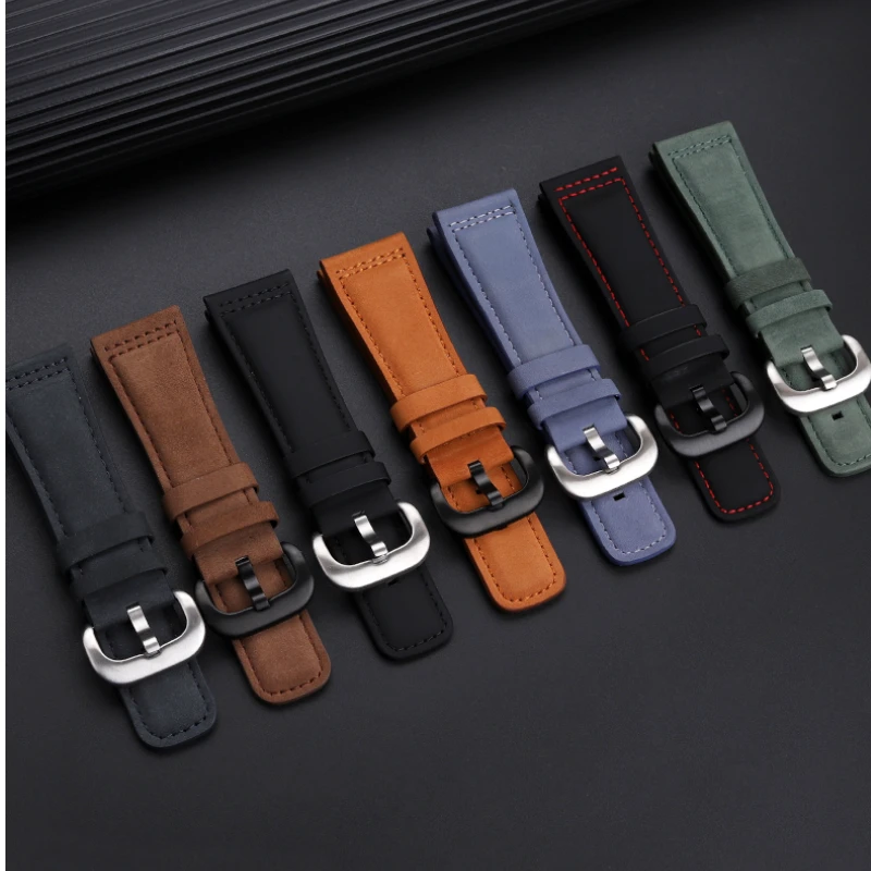 28mm Large size Wrist watch band For Seven Friday P1 S2 M2 02 M3 Q2 Retro Frosted brown Genuine leather watch strap Men Bracelet