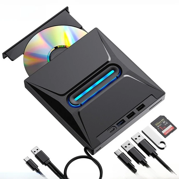 Hooqu BD RW Externes optisches Laufwerk, USB 3.0-CD-DVD-Brenner, individuelles Logo für PC, Desktop, Laptop, TV, Hochleistungs-optisches Laufwerk