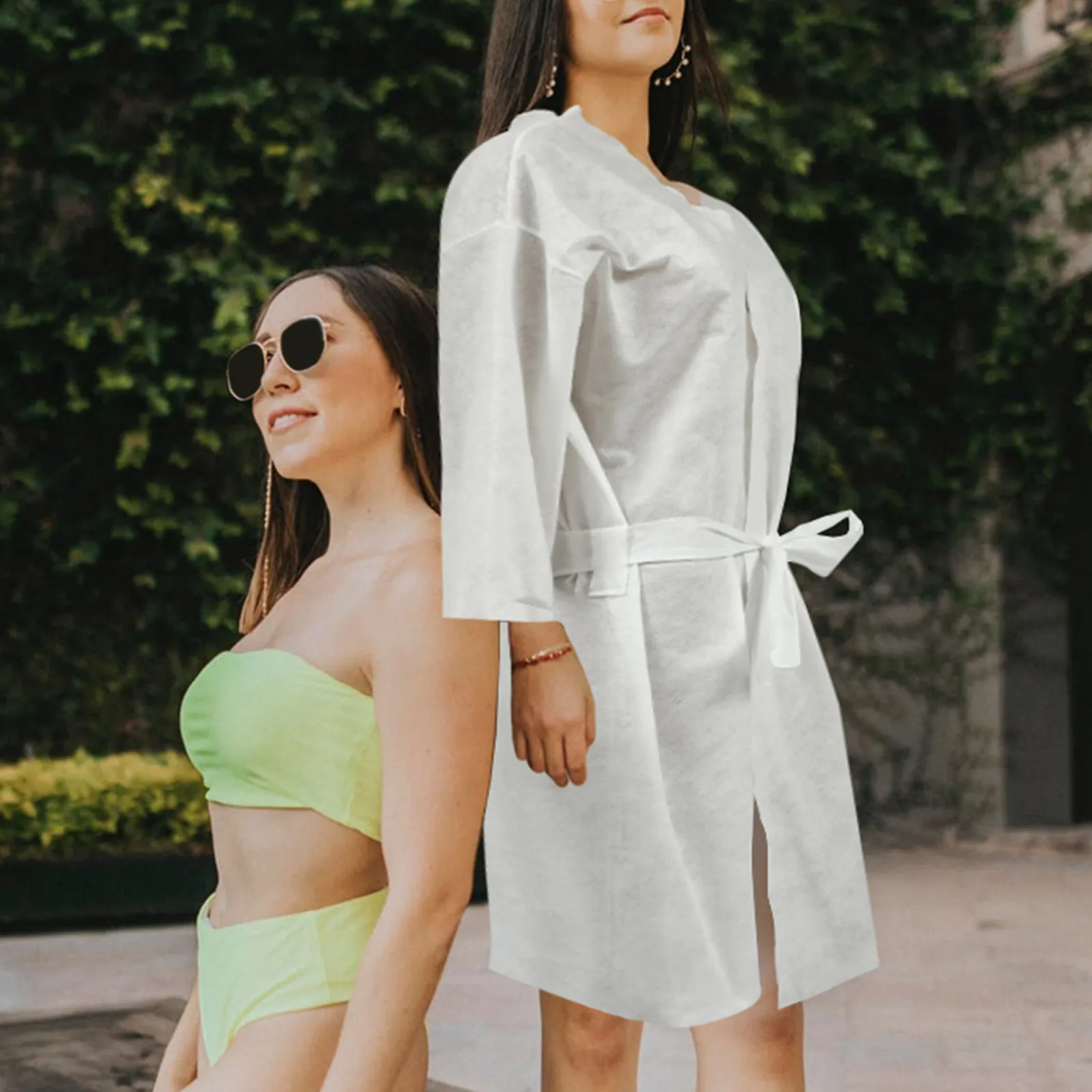 1 مجموعة 1 مجموعة رداء حمام للاستعمال مرة واحدة مادة قطنية سميكة للمنزل فندق صالون استخدام ملابس استحمام للاستعمال مرة واحدة رداء حمام بسيط #3