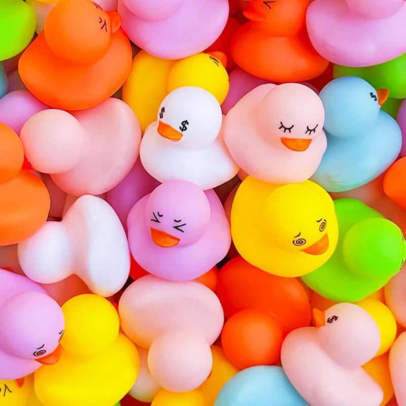 50/100pcs 5cm Floating Rubber Ducks Baby Bath Toys Swimming Pool Cute Little Squeaky Bathing Ducks Water Toys for Kids