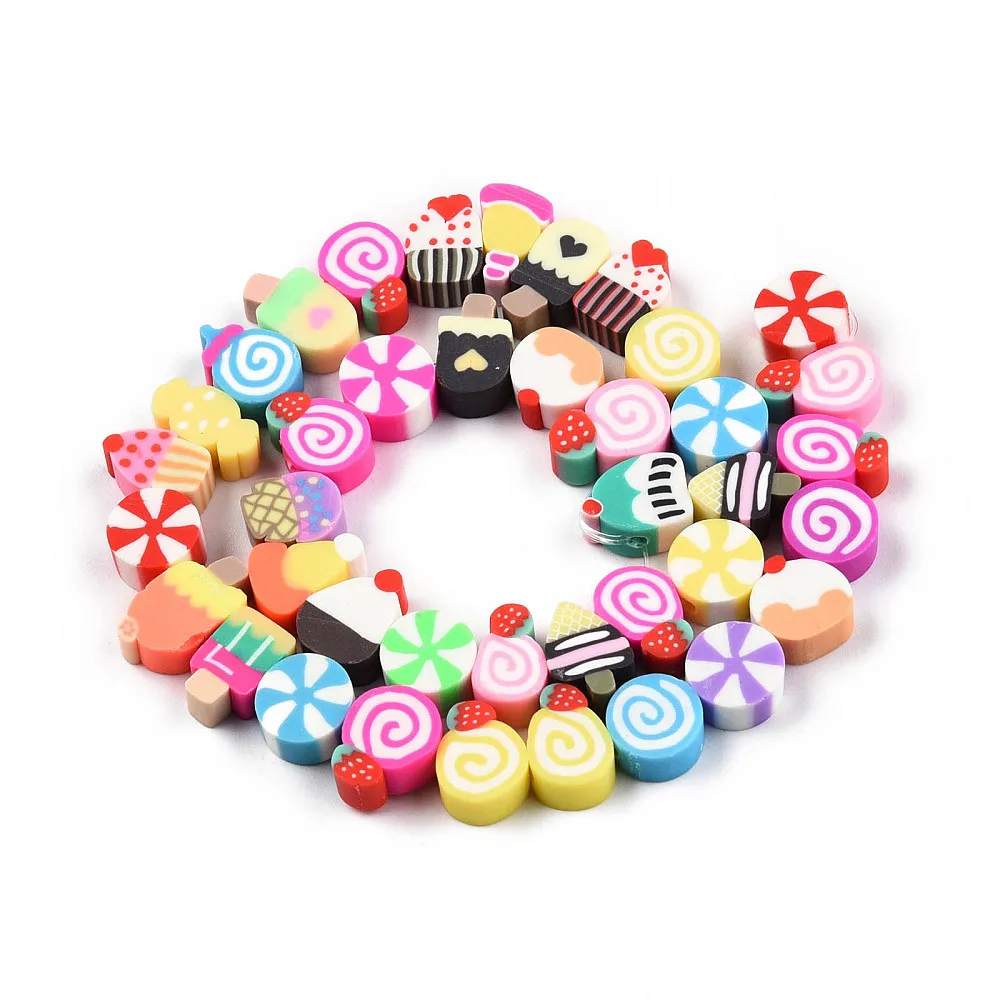 400pcs Polymer Clay Beads Candy Cake Lollipop Cupcake Sliced Beads Loose Spacer Beads for DIY Bracelet Necklace Jewelry Making