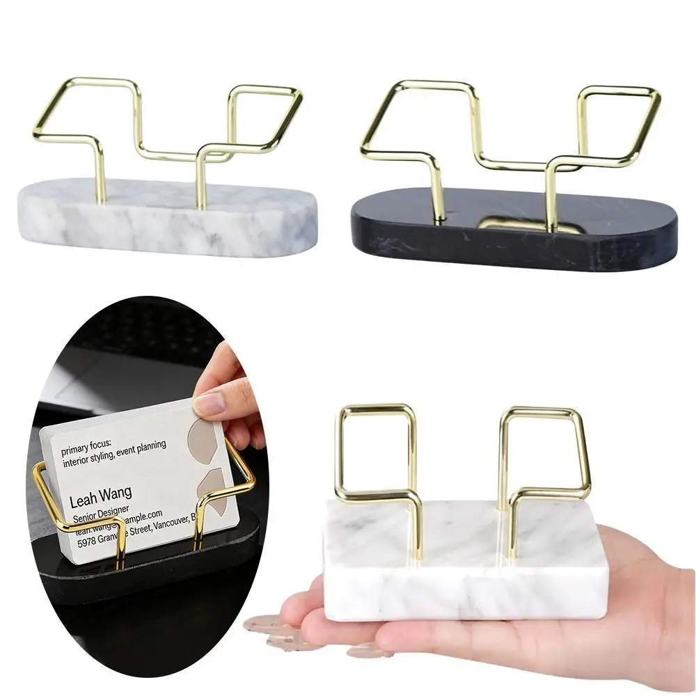 Marble Material Marble Business Card Holder Metal Frame Gold Metal Frame Metal Business Card Holder Vertical Design