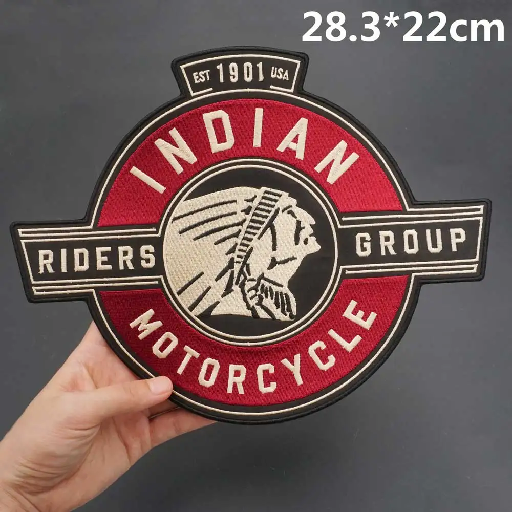 Vintage Indian Riders Group Embroidery Patches Motorcycle Biker Badge Cloth Leather Jacket Decoration Back High-grade Iron-On